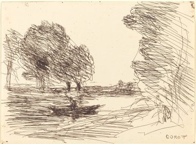 Kayıkçı Le Batelier, 1874. by Jean Baptiste Camille Corot