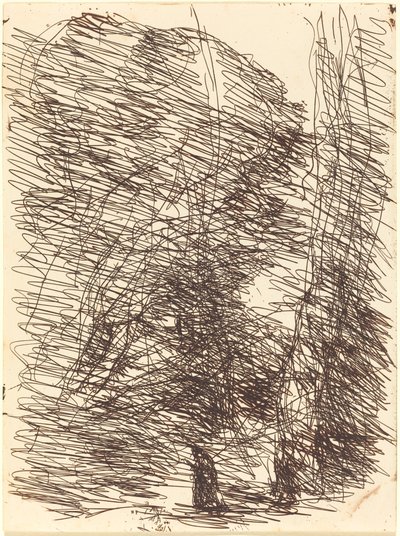 Uzun Ağaçların Altında Hayalperest by Jean Baptiste Camille Corot