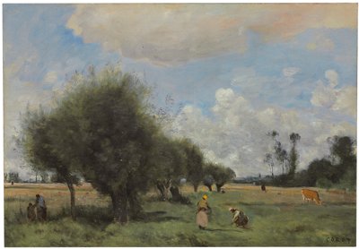 Étampes yakınlarındaki tarlalar, c.1855-60 by Jean Baptiste Camille Corot