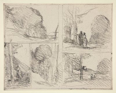 Beş Eskiz: 1. Le Jardin de P?ricl?s (Perikles Bahçesi) 2. L by Jean Baptiste Camille Corot