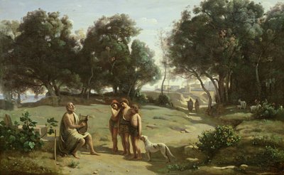 Bir Manzaradaki Homer ve Çobanlar, 1845 by Jean Baptiste Camille Corot