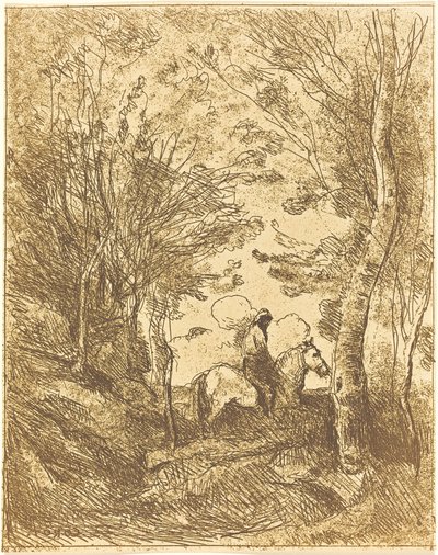 Ormanda Süvari, Büyük Plaka (Le Grand Cavalier sous bois) by Jean Baptiste Camille Corot