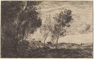 Kumullarda: Lahey Hatıra Kumullarında: Lahey Ormanlarının Hatıra, 1869. by Jean Baptiste Camille Corot