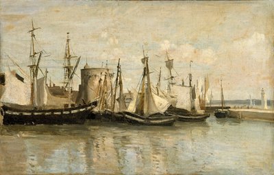 La Rochelle. Sahildeki limana giriş by Jean Baptiste Camille Corot