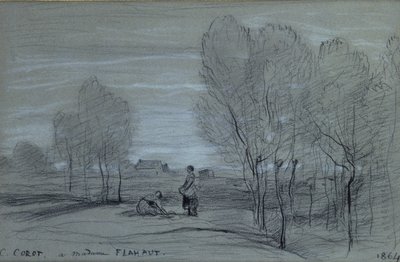 ಲ್ಯಾಂಡ್‌ಸ್ಕೇಪ್, 1864 (ಕಾಗದದ ಮೇಲೆ ಕಪ್ಪು ಮತ್ತು ಬಿಳಿ ಸೀಮೆಸುಣ್ಣ) ಟರ್ಕ್ by Jean Baptiste Camille Corot