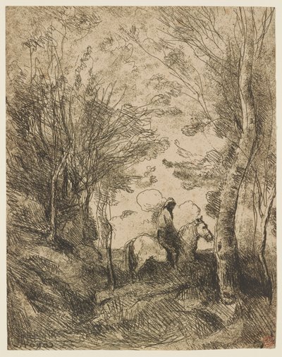 Le grand cavalier sous bois (Ormandaki Büyük Binici) by Jean Baptiste Camille Corot