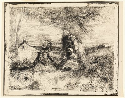 Küçük kızkardeş by Jean-Baptiste-Camille Corot