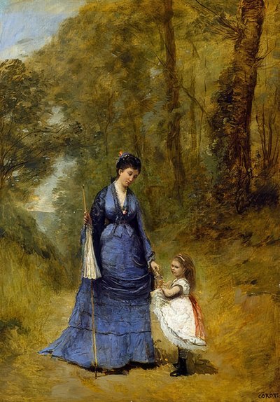 Madam Stumpf ve kızı. 1872 by Jean Baptiste Camille Corot