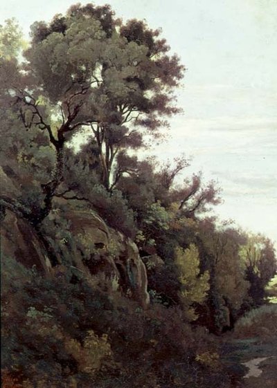 Marino - Ağaçlar ve Kayalar by Jean Baptiste Camille Corot