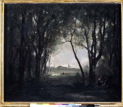 ""Paysage au lac"" (Göllü Manzara) Tablo Camille Corot (1796-1875) 1865-1873 Dim. 53x65.5 cm Hermitage Müzesi, Sankt Petersburg (Saint-Petersburg) by Jean Baptiste Camille Corot