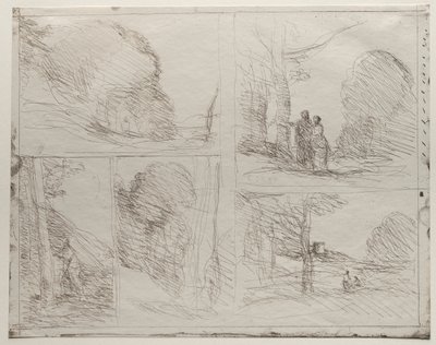 Perikles Bahçesi; Ressamın Yolu; karalama; Büyük Oduncu; Henry VIII Kulesi by Jean Baptiste Camille Corot