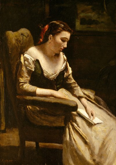 Mektup, yaklaşık 1865. by Jean Baptiste Camille Corot