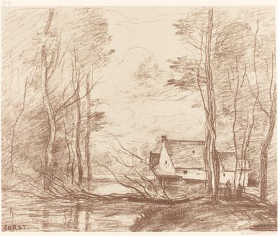 Douai Le Moulin de Cuincy yakınlarındaki Cuincy Değirmeni, pres Douai, 1871. by Jean Baptiste Camille Corot