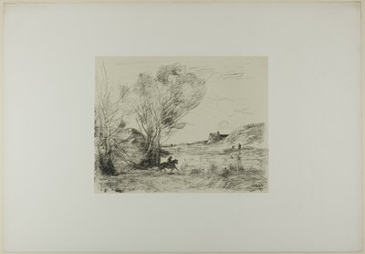 Sazlıktaki Binici by Jean Baptiste Camille Corot