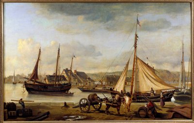 Rouen'in 1834'teki ön limanı, Camille Corot (1796-1875) tarafından 1834 Sun tablosu. 1.1x1.73 m Rouen, Güzel Sanatlar Müzesi by Jean Baptiste Camille Corot