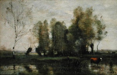 Bataklık Manzarasında Ağaçlar, 1855-60 dolayları (tuval üzerine yağlı boya) by Jean Baptiste Camille Corot