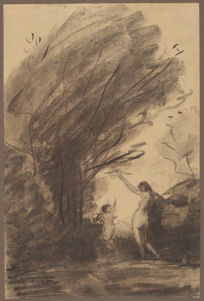 Venüs Silahsızlandıran Aşk Tanrısı by Jean Baptiste Camille Corot