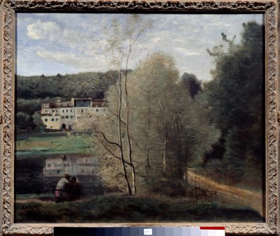 Avray Şehri Görünümü, Gölet ve Ev Cabassud Boyama Camille Corot (1796-1875) 1840 Des rahipler, Sanat merkezi by Jean Baptiste Camille Corot