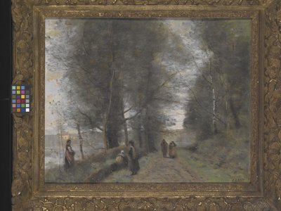 Ville D'Avray, Göleti Sınırlayan Ormanlık Yol (tuval üzerine yağlıboya) by Jean Baptiste Camille Corot