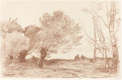 Söğütler ve Ak Kavaklar by Jean Baptiste Camille Corot