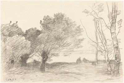 Söğütler ve Ak Kavaklar by Jean Baptiste Camille Corot