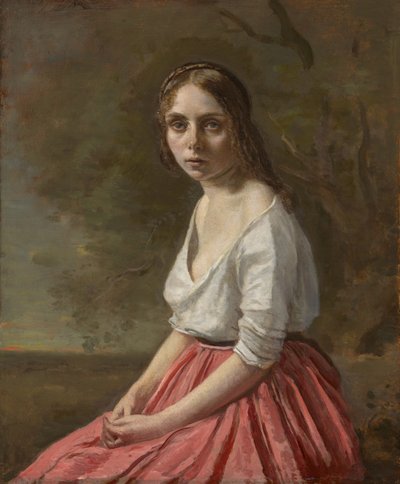 Pembe Etekli Genç Kadın, c.1845-50 by Jean Baptiste Camille Corot