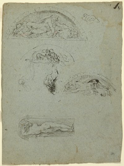 Bir Nişte Duran Figür ve Ugolino Grubu için Çalışmalar, 1857-58 by Jean Baptiste Carpeaux
