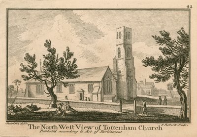 Tottenham Kilisesi'nin kuzey batı görünümü, Londra by Jean Baptiste Claude Chatelain
