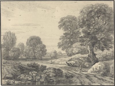 Ormanlık Bir Peyzajda Bir Yolda Yolcular by Jean Baptiste Claude Chatelain