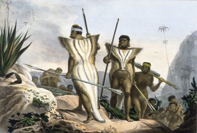 Hayvan derileri giyen Brezilya Kızılderilileri by Jean Baptiste Debret