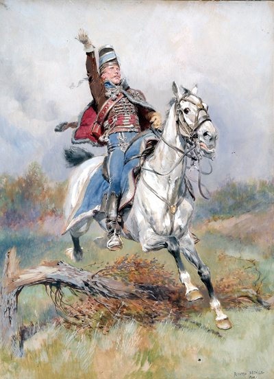 Atlı Fransız Süvari, 1900 (kağıt üzerinde wc ve guaj) by Jean Baptiste Edouard Detaille
