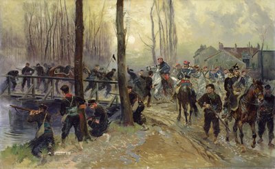 Birlikler Tarafından Savunan Bir Köprü Yakınında Pusu, Sabah Erken, 1870 by Jean Baptiste Edouard Detaille