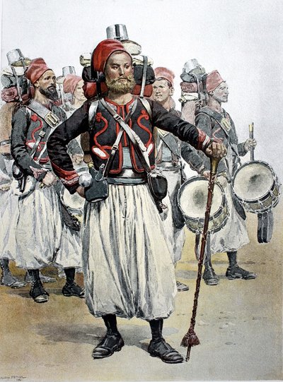 Zouave Davul majör, Kuzey Afrika by Jean Baptiste Edouard Detaille