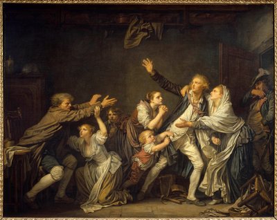 Bir baba, oğlunun aile evini terk etmeye zorlandığını reddediyor. Jean Baptiste Greuze (1725-1805) 1777 Sun tarafından tablo. 1,30 x 1,62 m by Jean Baptiste Greuze