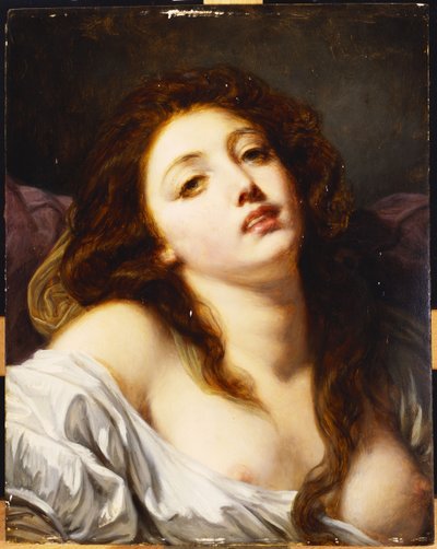genç bir kadın, göğüs uzunluğu by Jean Baptiste Greuze