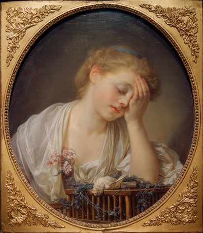Ölen kuşu için ağlayan genç kız by Jean Baptiste Greuze