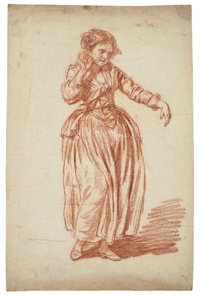 Kız ayakta, sağ eli kulağında by Jean Baptiste Greuze