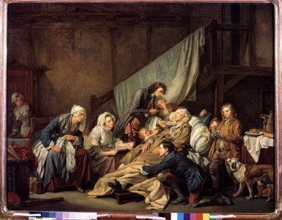 "" Evlada Dindarlık ya da Çocukları Tarafından Kurtarılan Felçli "" (Filial Dindarlık (Paralitik)) Tablo Jean Baptiste Greuze (1725-1805) 1763 Dim. 115x146 cm Hermitage Müzesi, Sankt Petersburg by Jean Baptiste Greuze