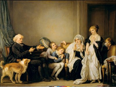 Dul kadın ve rahibi by Jean Baptiste Greuze