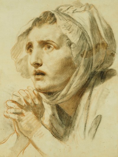 Bir Kadının Portresi, Göğüs Boyu, Boneli, Elleri Kıvrılmış, by Jean Baptiste Greuze