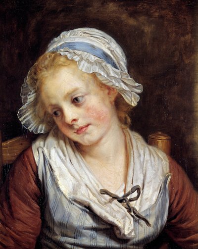 Jean-Baptiste Greuze (1725-1805) tarafından yapılmış bir kızlık tablosunun portresi. 1765. Soluk. 0,45x0,37 m. Chantilly, Musee Conde - Genç bir kızın portresi. Jean-Baptiste Greuze (1725-1805) tarafından yapılan tablo. 1765. 0.45 x 0.37 m. Conde Müzesi, C by Jean Baptiste Greuze