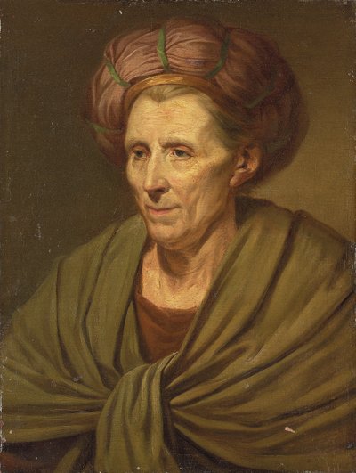 Bir kadının portresi, göğüs hizasında, kahverengi sarıklı ve yeşil şallı by Jean Baptiste Greuze