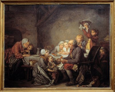 Kralların pastası Epiphany şöleninde pastayı paylaşan bir aile. Jean Baptiste Greuze (1725-1805) 1774 Sun tarafından tablo. 0,72x0,91 m Montpellier müzesi Fabre by Jean Baptiste Greuze