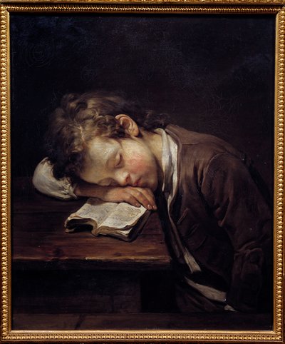 Tembel küçük olan. Kitabını çeviren genç bir çocuğun portresi. Jean Baptiste Greuze