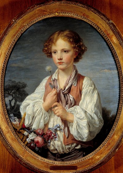 Çiçek sepetindeki genç çocuk, Jean Baptiste Greuze (1725-1805) 1761 by Jean Baptiste Greuze