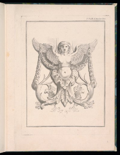 Sfenks için tasarım, pl. 2, Deuxieme Cahiers des arabesques dessinés par J. B. Huet ... [Kitap 2, Arabesk Portföyleri J.B. Vardır] by Jean Baptiste Huet
