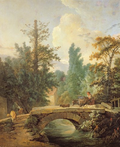 Köylü ve Eşeği Köprüden Geçerken, 1775 by Jean Baptiste Huet