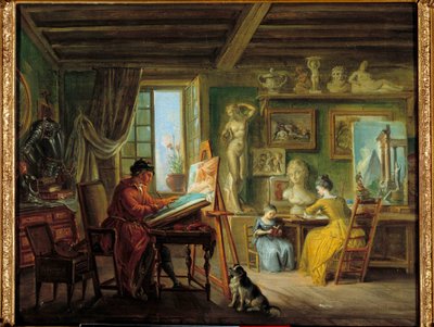 Ressamın atölyesi Resim Jean Baptiste Lallemand (1710-1803) 18. yüzyıl Dijon, Güzel Sanatlar Müzesi by Jean-Baptiste Lallemand