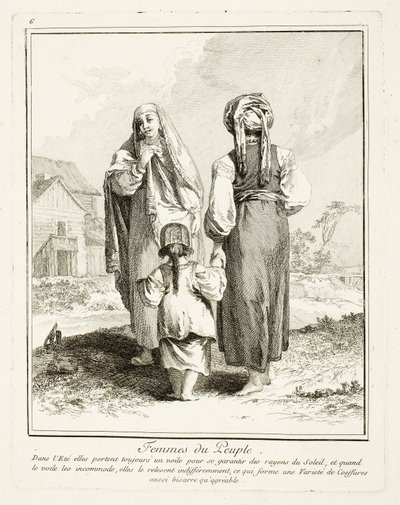 Halkın Kadınları, Kuzey Halklarının Çeşitli Giysilerinden altıncı plaka by Jean Baptiste Le Prince