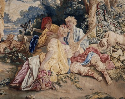 Dans, Rus oyunlarının perdesi, sağdaki ud oyuncusunun detayı by Jean Baptiste Leprince